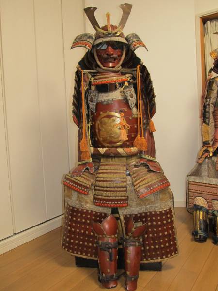 朱漆塗青糸威具足　江戸時代　骨董品