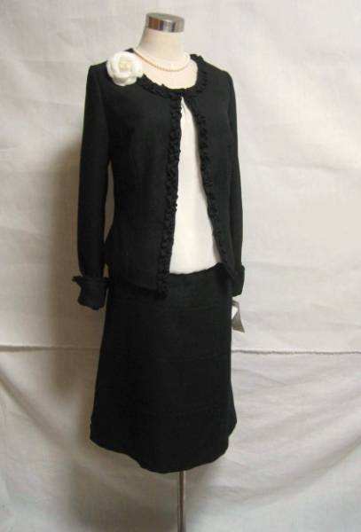 ◇上品◇シフォンワンピーススーツ3点*新品21号*黒大きいサイズ