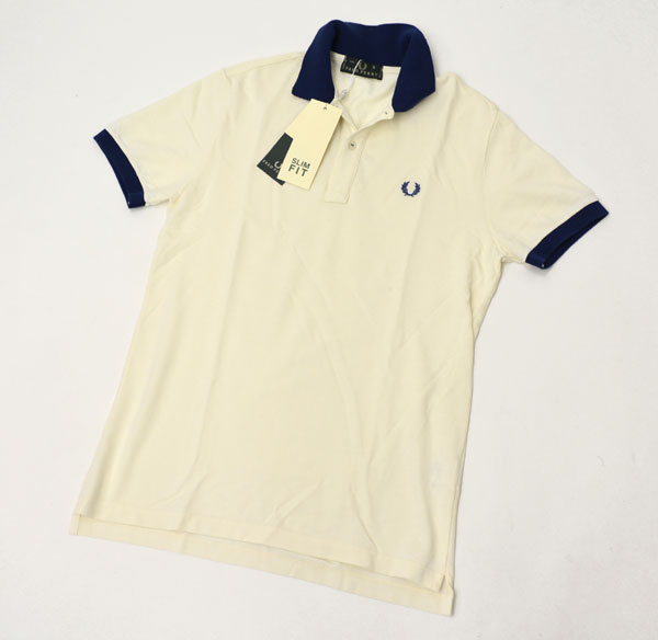 新品フレッドペリーFREDPERRYイタリア製半袖ポロシャツホワイトS