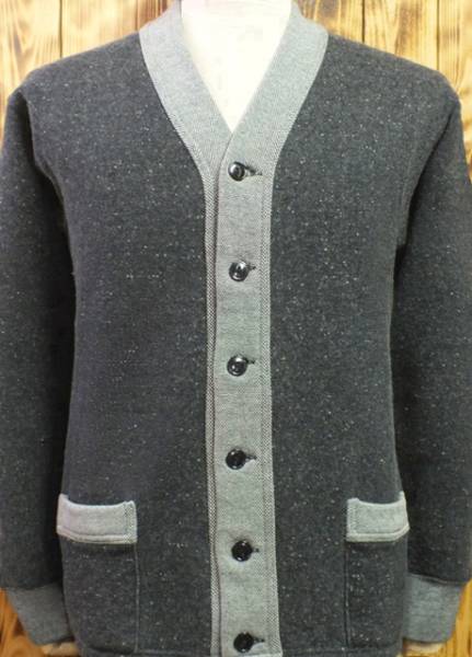 【ヘラーズカフェ 40sFButtonゴマ塩スウェットカーディガン40】