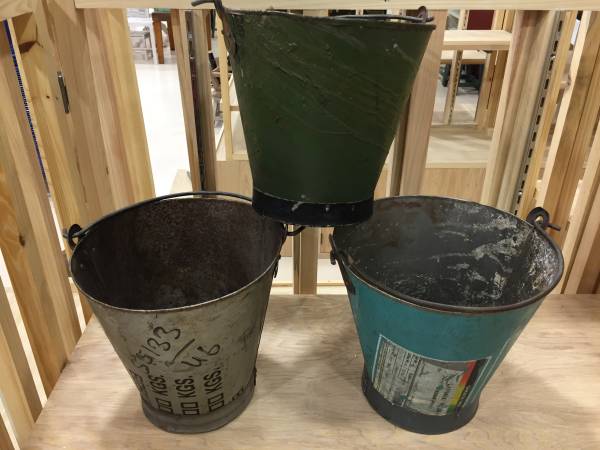 １円～☆アンティーク調☆バケツ3点セット☆古板リメイク☆花入