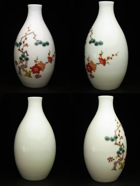 十二代酒井田柿右衛門！希少角福銘！色絵松梅文徳利(柿右衛門様式