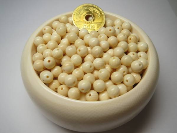【本象牙百貨店】今回は象牙の『正丸・玉素材6mm』●100個●