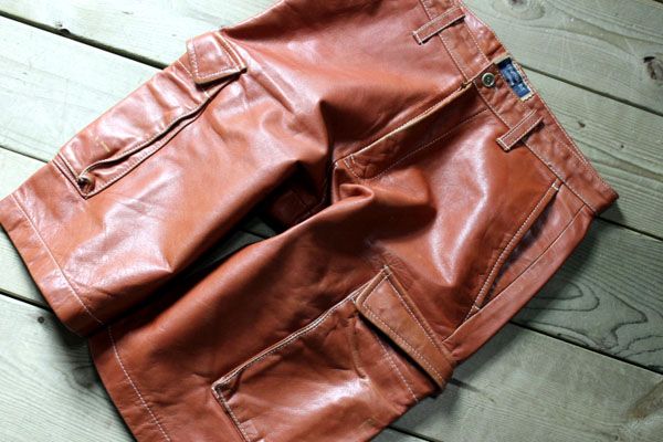 PAR KONDO ルコンド馬革 カーゴハーフパンツ 茶 サイズ46 レザー
