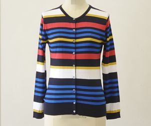 新品タグ付 ジョンスメドレー ボーダー綿ニット カーディガンS