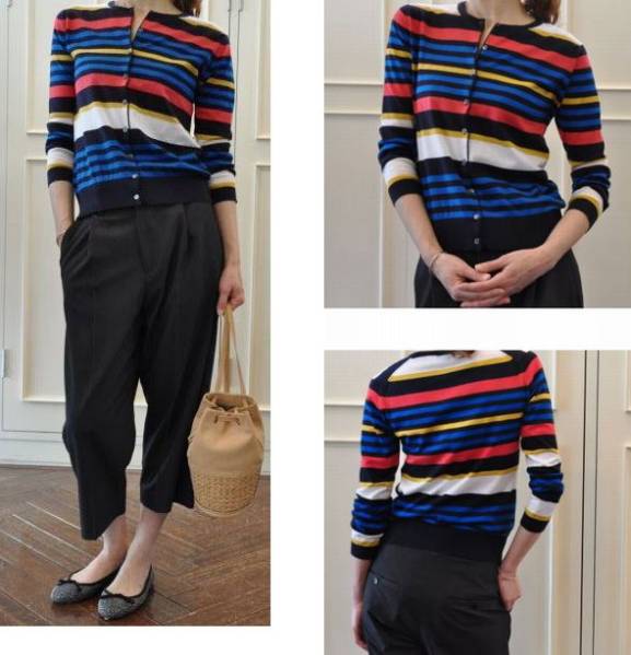 新品タグ付 ジョンスメドレー ボーダー綿ニット カーディガンS