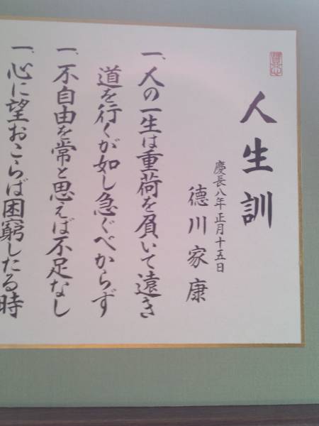徳川家康　人生訓/格言色紙　本体のみ　美品