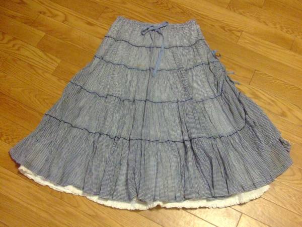美品☆PINK HOUSE ピンクハウス 裾ピコ/たくし上げスカート☆(フレアー  