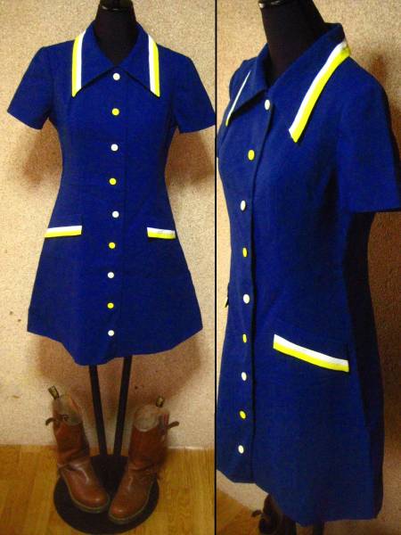 スチュワーデス制服 60年代レトロワンピース カラーブロックca Mサイズ 売買されたオークション情報 Yahooの商品情報をアーカイブ公開 オークファン Aucfan Com