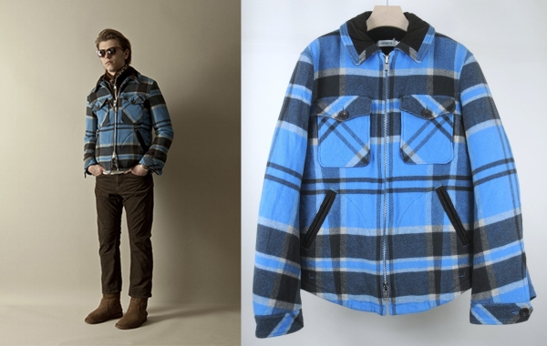 12AWノンネイティブnonnative RANCHER BLOUSON BEAVER CHECK 1青