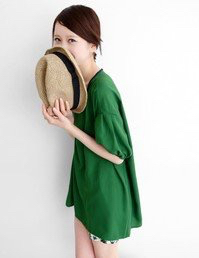 KBF パフスリーブチュニック ワンピースオールインワン