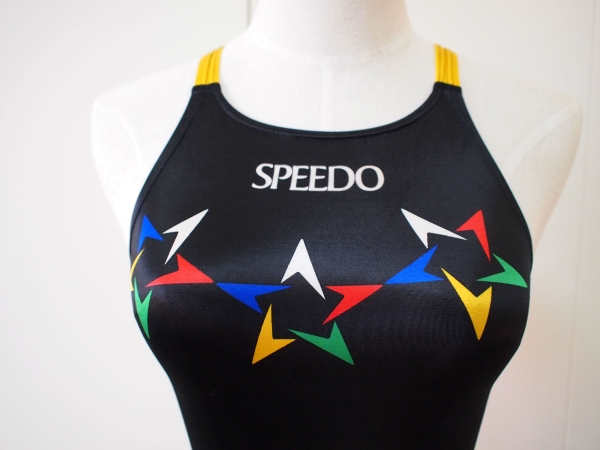 H418◇未使用*speedoスピード*☆柄艶黒競泳水着 アクアスペック