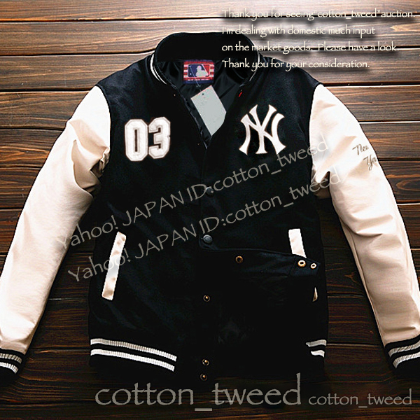 新品*USメジャーヤンキースPUレザー切替スタジャン XXL（No.03）