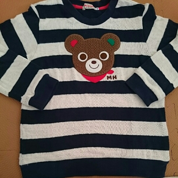 ミキハウス☆美品/編みプッチー君/トレーナー/110㎝/紺/秋冬