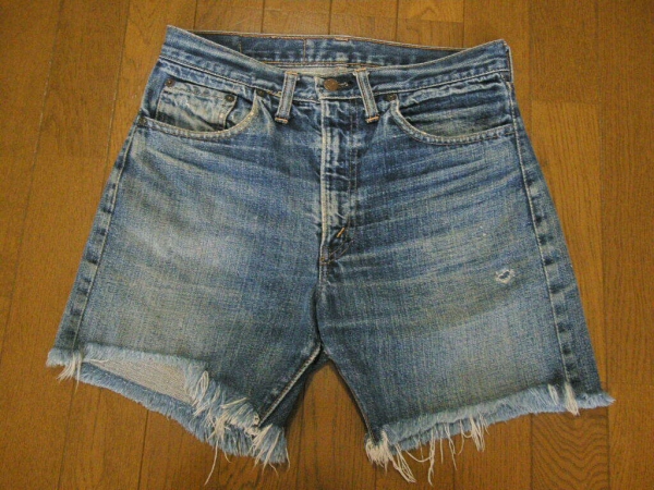 60sビンテージ LEVIS505 BIGE 耳付き カットオフ 赤耳/501XX 606 