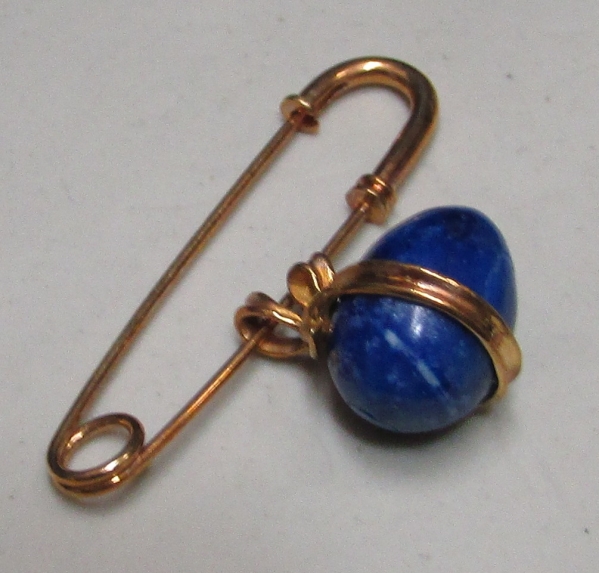 ラピスラズリブローチ　大網てんとう虫　7986