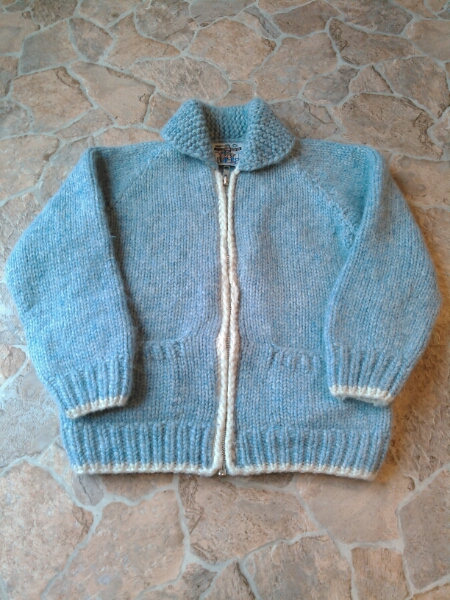 Kanata カナタ カウチン セーター カナダ製 無地 ニット 水色 Ｍ