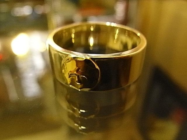 goro's/ゴローズ　現行　金メタル付き平打ちリング　19号