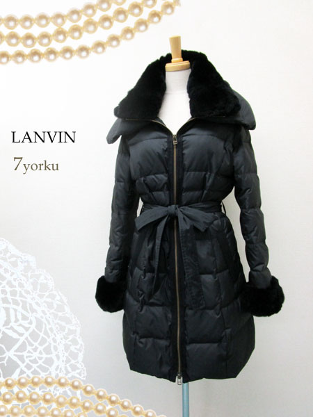 ランバン　レッキスファー　ダウン　コート　ブラック　38　M