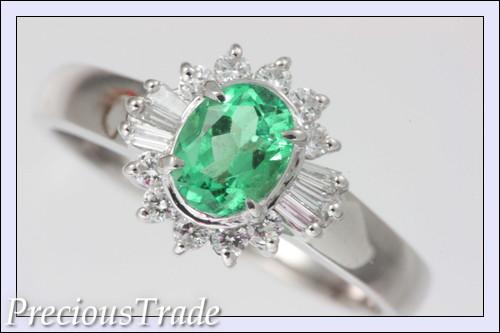 【プレトレ】 さわやか エメラルド リング 12号 0.6ct up 鮮緑色