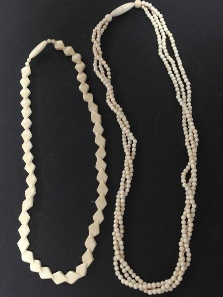 本象牙保証 ネックレス　工芸品　２点セット