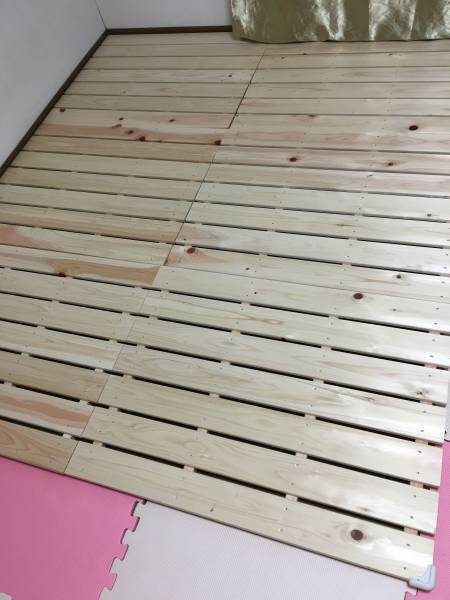 日本製ヒノキ　すのこ　クイーン　ベッド　フロアベッド　子供用