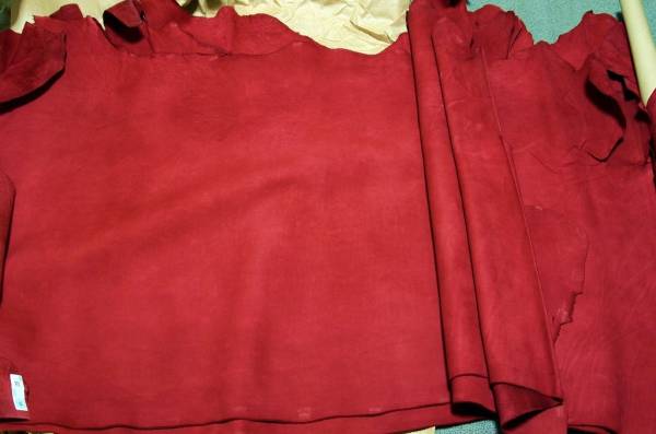 A480-4 山陽皮革 牛革 仔牛ヌバック 赤エンジ 134ds￥4600