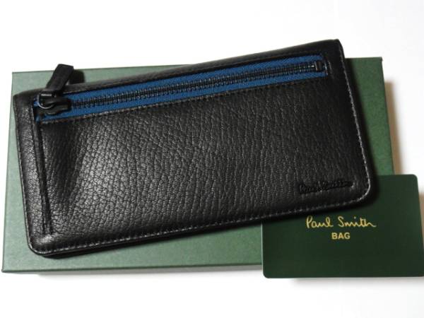NBH】未使用 正規品 ポールスミス ジッパーディア 長財布 青 黒