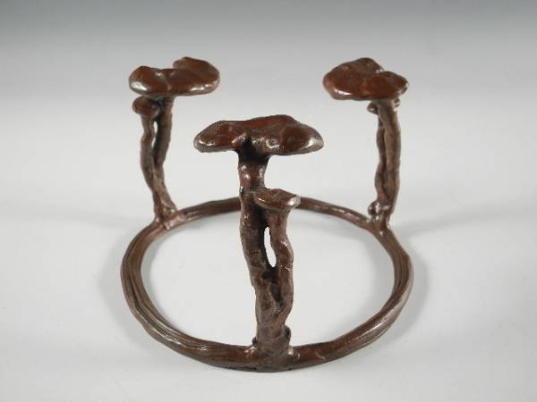 ◆栄◆古銅 中国 茸 彫刻 五徳 茶道具 無傷完品 30n240