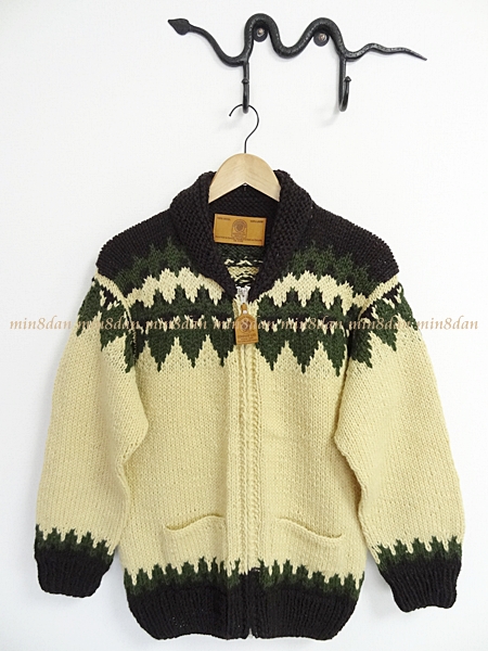 希少サイズ カナディアンセーター カウチンセーター ZIPニット