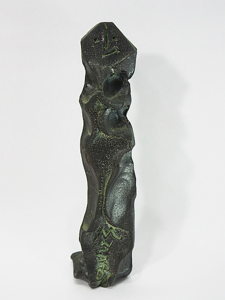 C81 池田満寿夫作 ブロンズ像 「万葉人」 共箱 高さ19cm