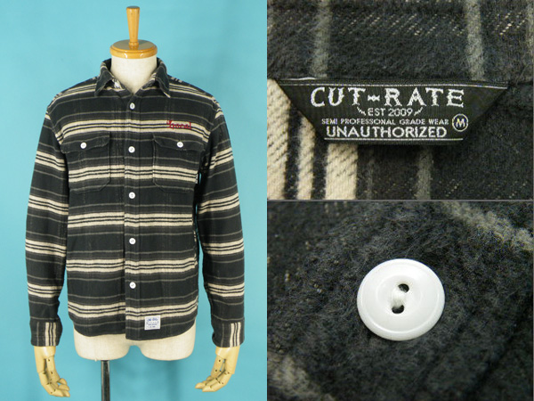 CUTRATE カットレイト 長袖 ボーダー ネルシャツ size M #3660