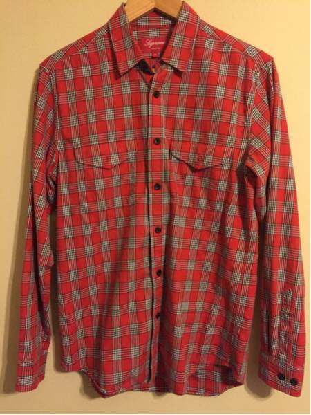 supreme シャツ チェック red 長袖 s wtaps