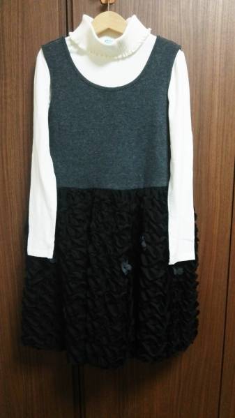 ◆ＴＯＣＣＡ◆トッカ　グレー×黒フリルワンピース140◆新品◆