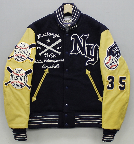 ju1857/未使用 ホワイツビル 袖革スタジャン アワードジャケット