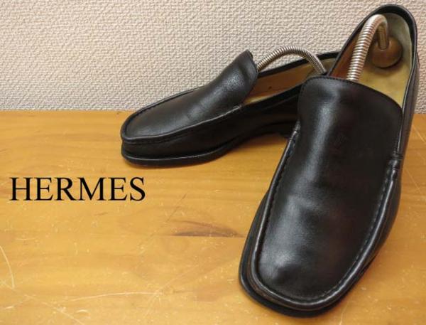 エルメス HERMES 紳士靴 40.5（約25.5cm）メンズ 黒 ビジネスシューズ 
