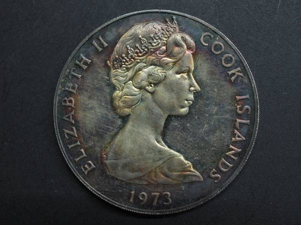 アイスランド★エリザベス 2ドル 銀貨★1973年