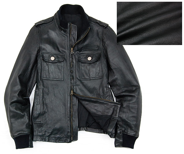 定価￥55，650 コムサメン 羊革ラムレザー ミリタリーブルゾン/M