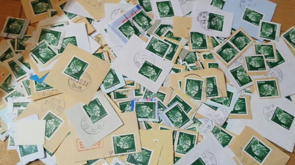 新500円普通切手緑バサラ大将、使用済み1000枚