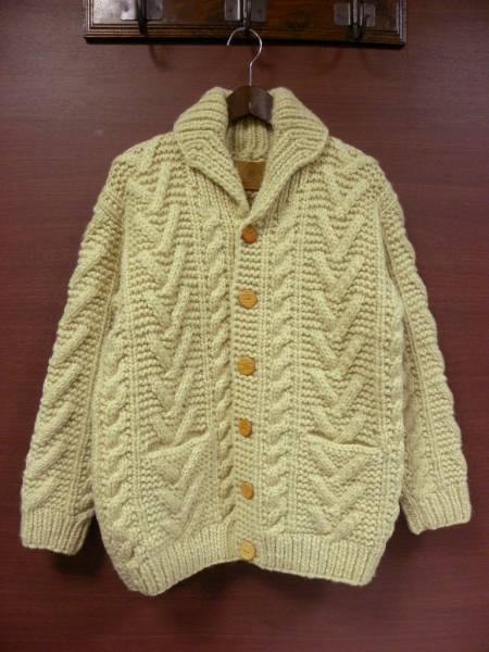 美品 カナディアンセーター 無地 カウチン ニット カーディガン