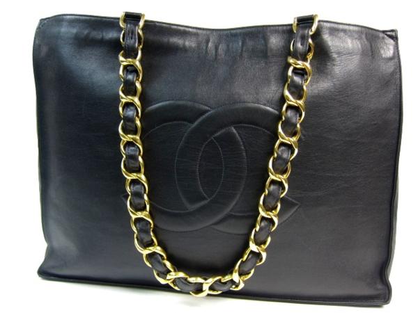 45921★1円本物★シャネル★太チェーントートバッグ★デカココ