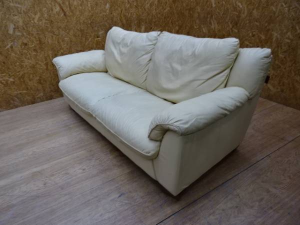 T1262◇【IDC大塚家具】Enzo Dambrosio◇総革◇ワイド2Pソファ