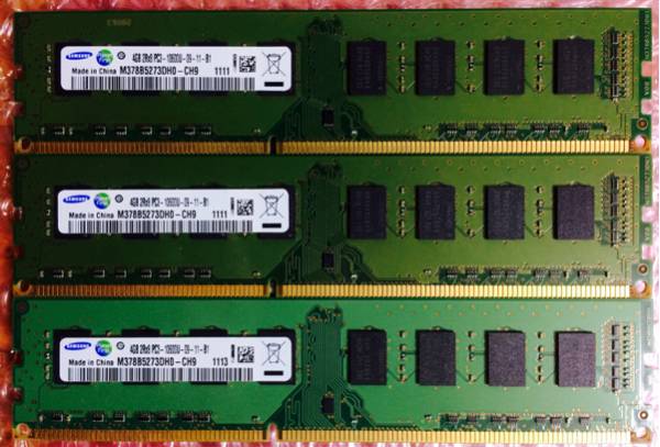 SAMSUNG DDR3-1333 4GB 3枚計12GB PC3-10600U