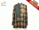 パパス コート LL メンズ 美品 ダークグリーン×マルチ Papas