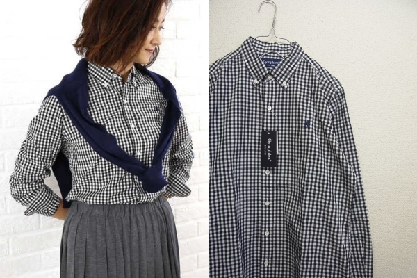 新品同様ジムフレックス★ギンガムチェックシャツ 14 Gymphlex