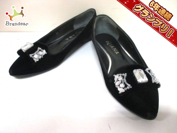 ダイアナ フラットシューズ 23 1/2 レディース 黒×クリア DIANA