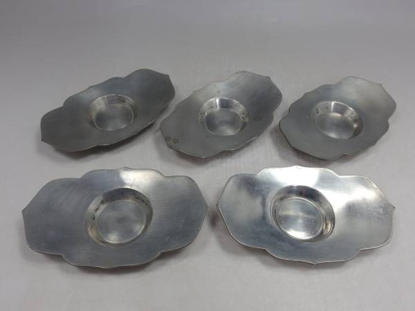 古錫 《点銅》 茶托 花型 5客揃 煎茶道具 ⑧ 【公式通販】