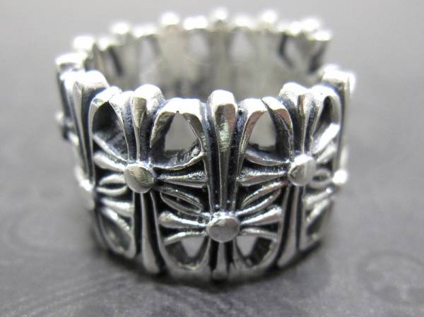 □ S925銀製 刻印シルバーリング クロムハーツ風 指輪 約16号 □