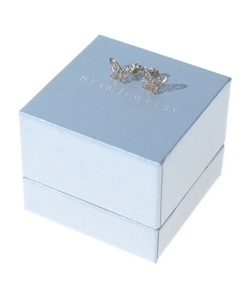 美品 スタージュエリー K10 バタフライ ピアス 蝶々