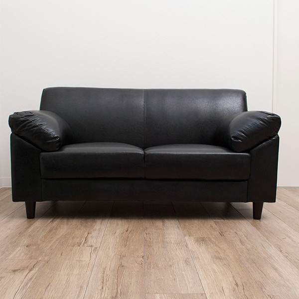 ☆ 2P ソファ レザー（合成皮革）ブラック☆アウトレット未使用 unico